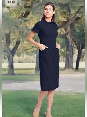 NWT Maggy London Classic Navy Short-Sleeve Sheath Dress